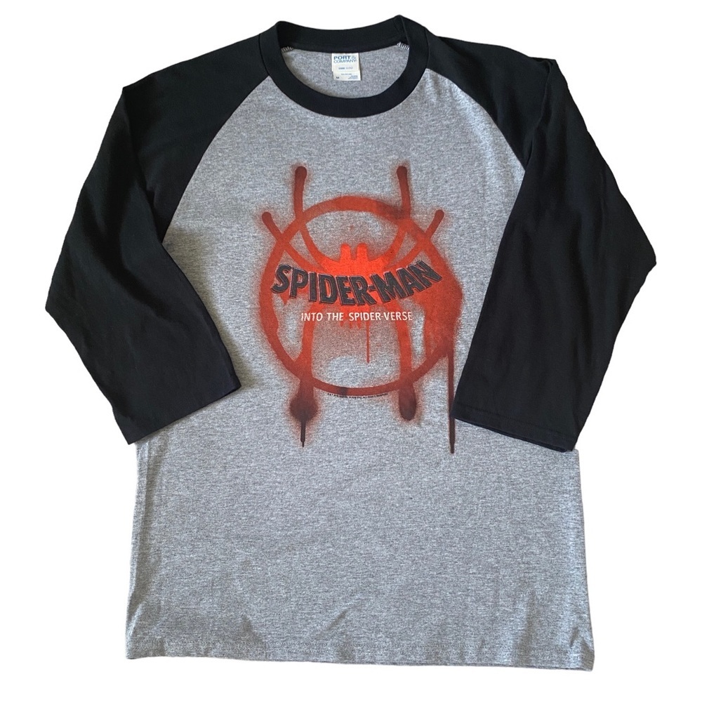 Port & Company M Spider-Man Into The Spider-Verse 2018 Marvel Gray Black t-shirt